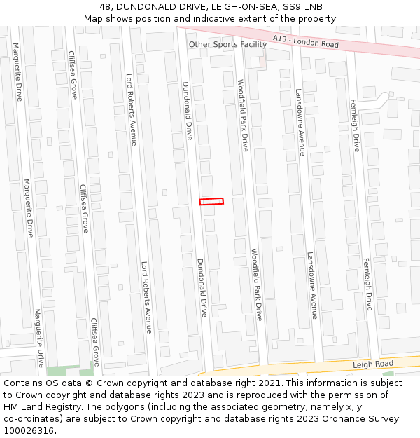 48, DUNDONALD DRIVE, LEIGH-ON-SEA, SS9 1NB: Location map and indicative extent of plot