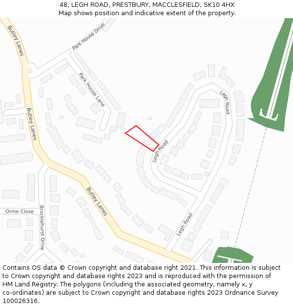 48, LEGH ROAD, PRESTBURY, MACCLESFIELD, SK10 4HX: Location map and indicative extent of plot