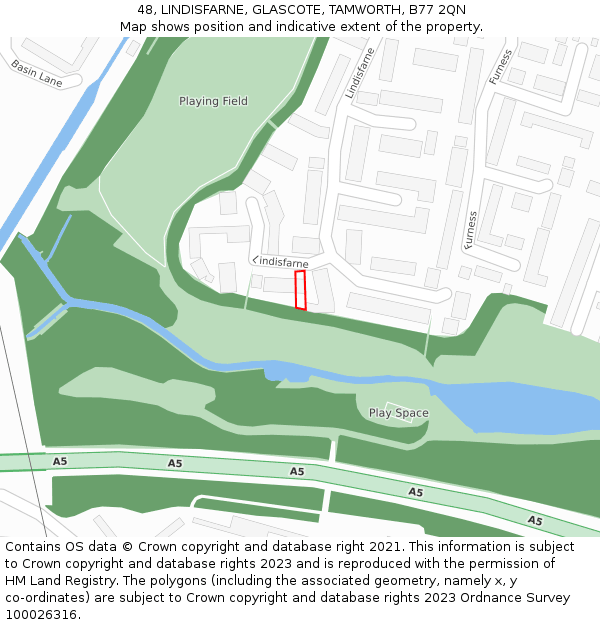 48, LINDISFARNE, GLASCOTE, TAMWORTH, B77 2QN: Location map and indicative extent of plot