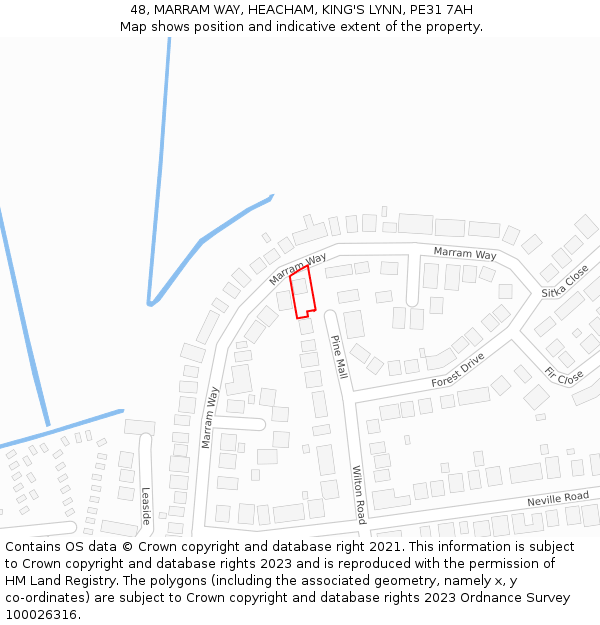 48, MARRAM WAY, HEACHAM, KING'S LYNN, PE31 7AH: Location map and indicative extent of plot