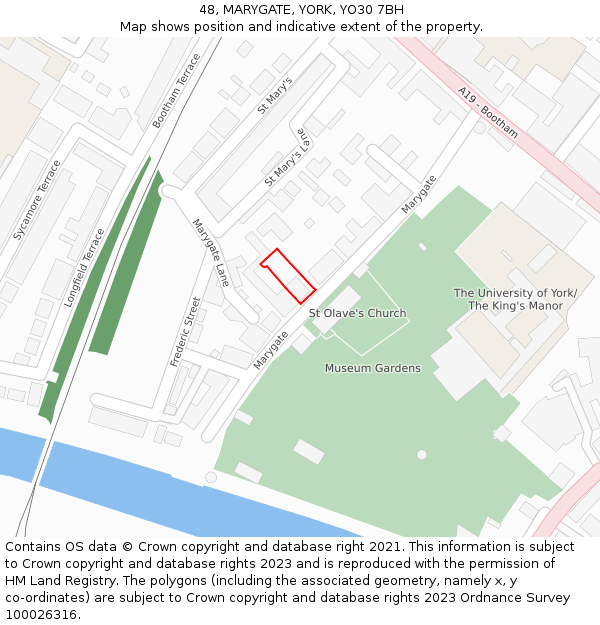 48, MARYGATE, YORK, YO30 7BH: Location map and indicative extent of plot