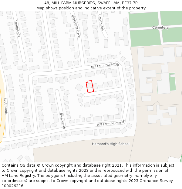 48, MILL FARM NURSERIES, SWAFFHAM, PE37 7PJ: Location map and indicative extent of plot