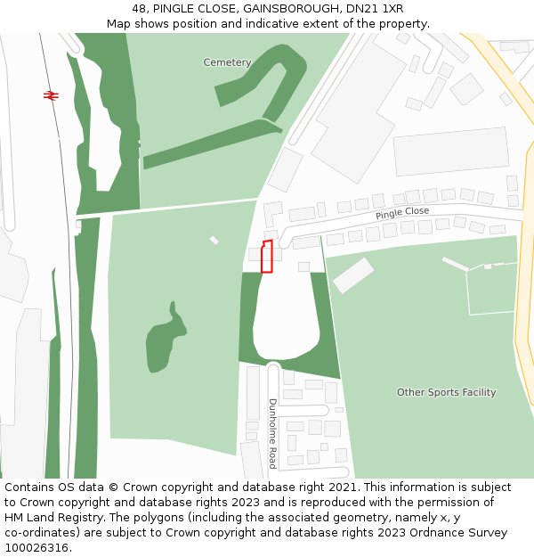 48, PINGLE CLOSE, GAINSBOROUGH, DN21 1XR: Location map and indicative extent of plot