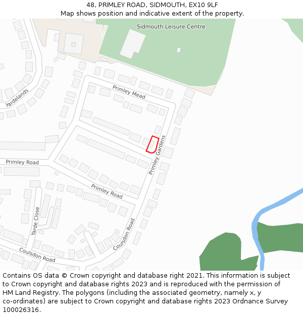 48, PRIMLEY ROAD, SIDMOUTH, EX10 9LF: Location map and indicative extent of plot