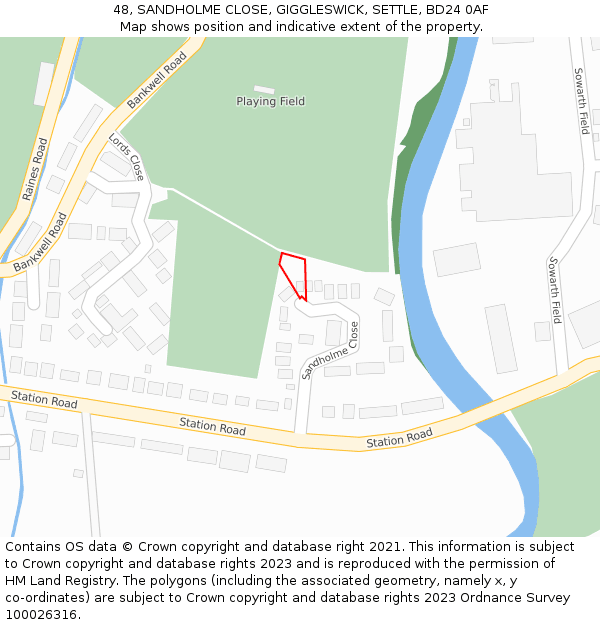 48, SANDHOLME CLOSE, GIGGLESWICK, SETTLE, BD24 0AF: Location map and indicative extent of plot