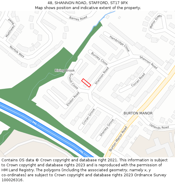 48, SHANNON ROAD, STAFFORD, ST17 9PX: Location map and indicative extent of plot