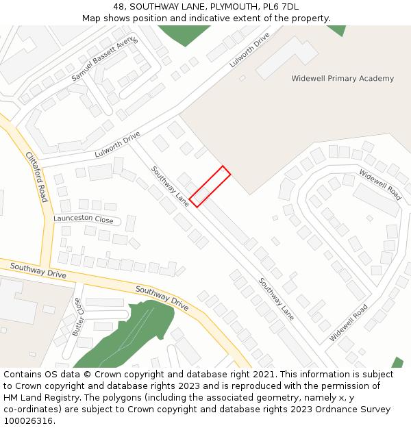 48, SOUTHWAY LANE, PLYMOUTH, PL6 7DL: Location map and indicative extent of plot