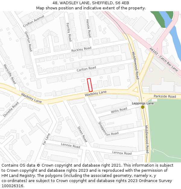 48, WADSLEY LANE, SHEFFIELD, S6 4EB: Location map and indicative extent of plot