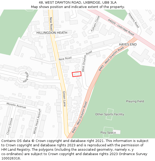 48, WEST DRAYTON ROAD, UXBRIDGE, UB8 3LA: Location map and indicative extent of plot