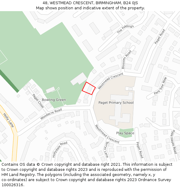 48, WESTMEAD CRESCENT, BIRMINGHAM, B24 0JS: Location map and indicative extent of plot