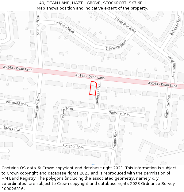 49, DEAN LANE, HAZEL GROVE, STOCKPORT, SK7 6EH: Location map and indicative extent of plot