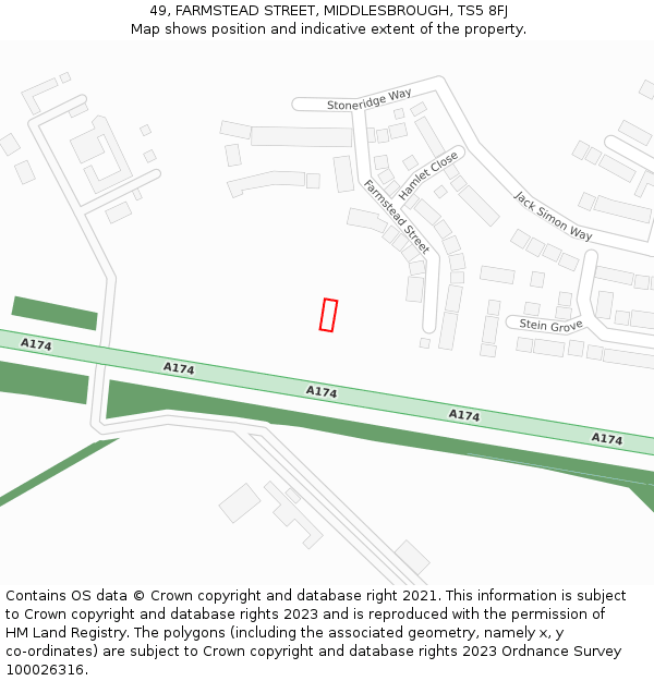 49, FARMSTEAD STREET, MIDDLESBROUGH, TS5 8FJ: Location map and indicative extent of plot