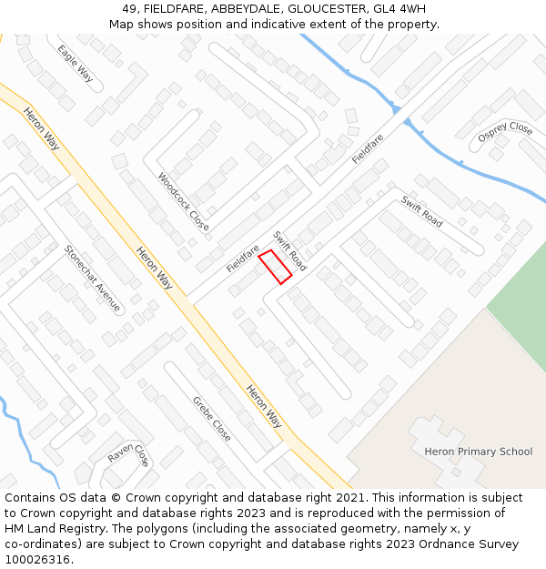 49, FIELDFARE, ABBEYDALE, GLOUCESTER, GL4 4WH: Location map and indicative extent of plot