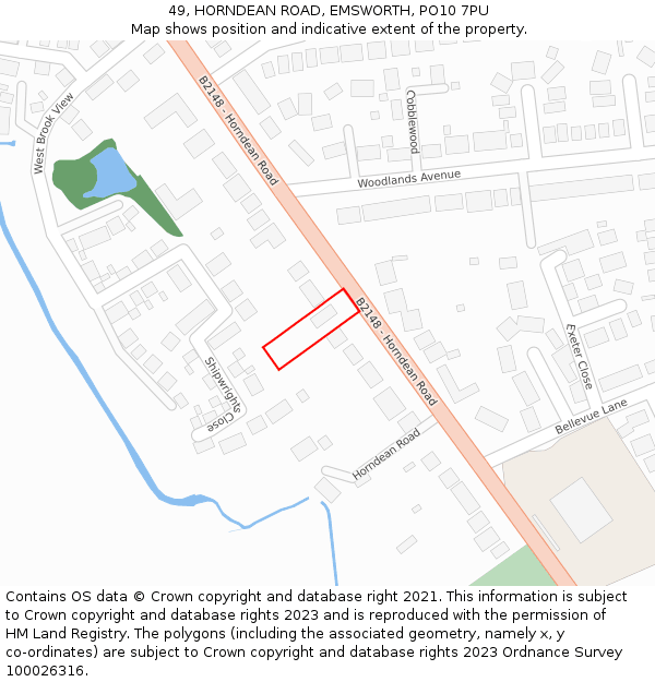 49, HORNDEAN ROAD, EMSWORTH, PO10 7PU: Location map and indicative extent of plot