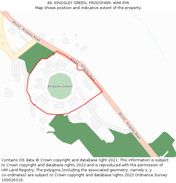 49, KINGSLEY GREEN, FRODSHAM, WA6 6YA: Location map and indicative extent of plot