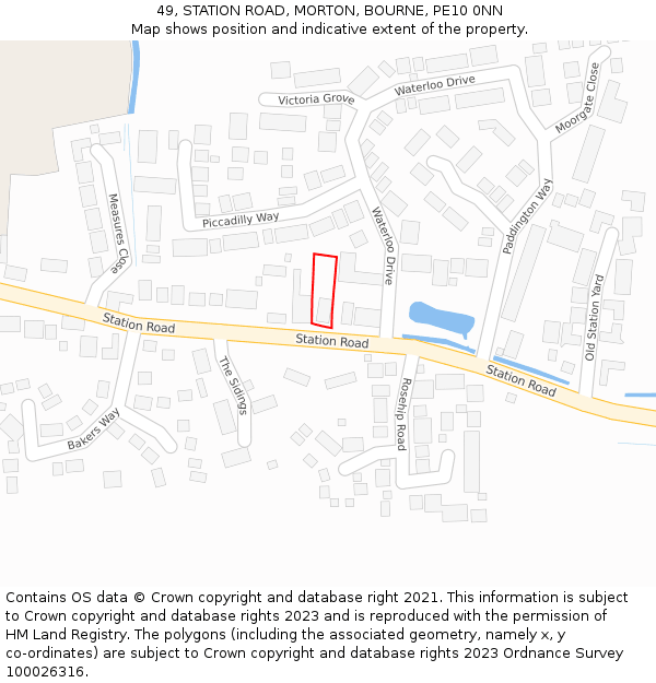 49, STATION ROAD, MORTON, BOURNE, PE10 0NN: Location map and indicative extent of plot