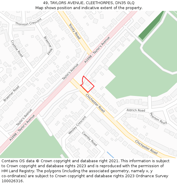 49, TAYLORS AVENUE, CLEETHORPES, DN35 0LQ: Location map and indicative extent of plot