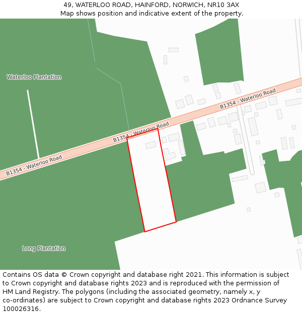 49, WATERLOO ROAD, HAINFORD, NORWICH, NR10 3AX: Location map and indicative extent of plot