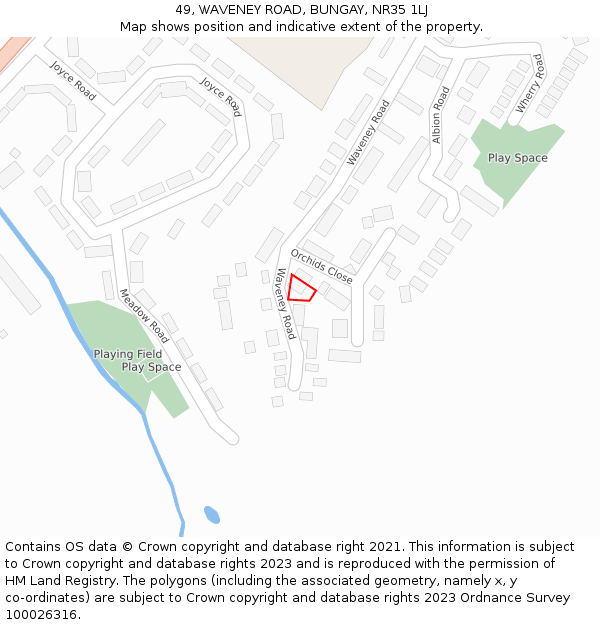 49, WAVENEY ROAD, BUNGAY, NR35 1LJ: Location map and indicative extent of plot