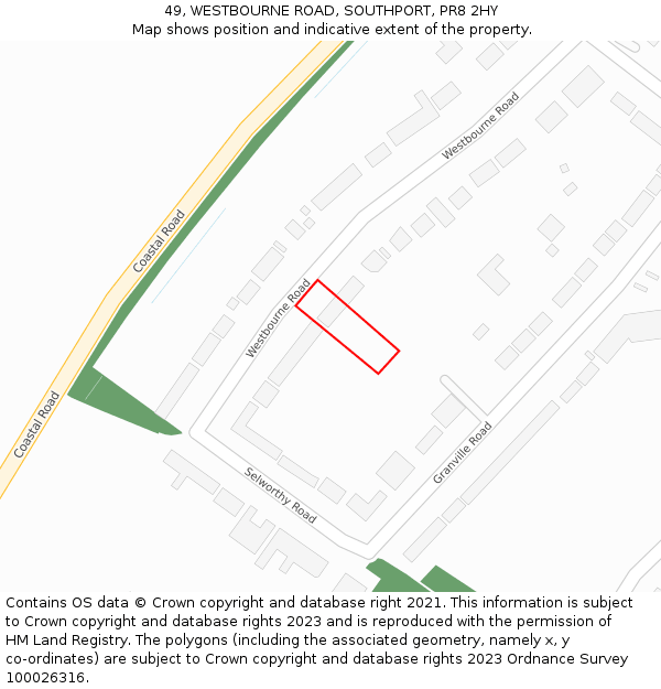 49, WESTBOURNE ROAD, SOUTHPORT, PR8 2HY: Location map and indicative extent of plot