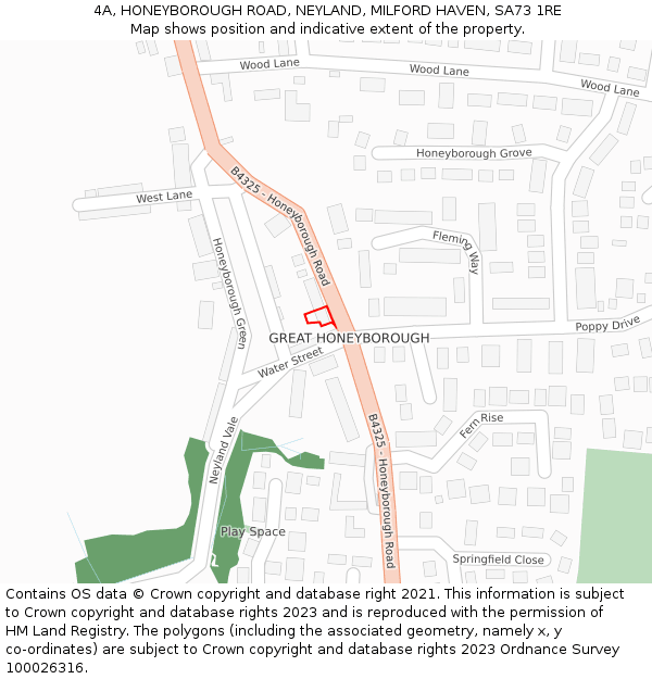 4A, HONEYBOROUGH ROAD, NEYLAND, MILFORD HAVEN, SA73 1RE: Location map and indicative extent of plot