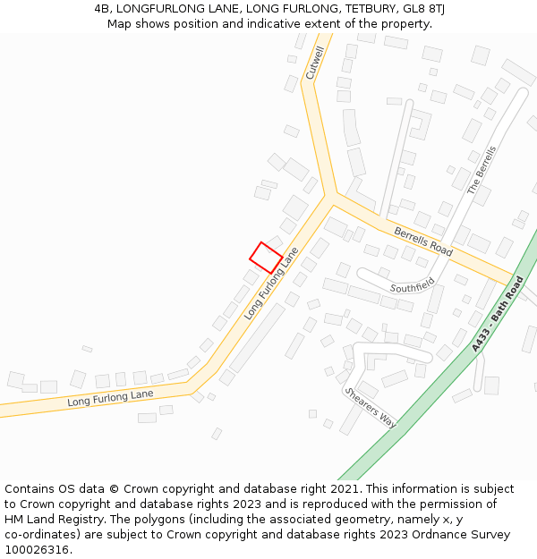 4B, LONGFURLONG LANE, LONG FURLONG, TETBURY, GL8 8TJ: Location map and indicative extent of plot