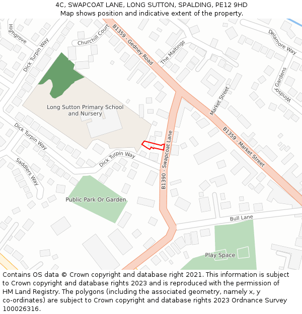 4C, SWAPCOAT LANE, LONG SUTTON, SPALDING, PE12 9HD: Location map and indicative extent of plot