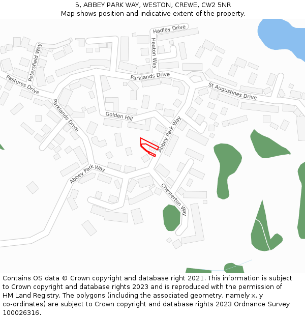 5, ABBEY PARK WAY, WESTON, CREWE, CW2 5NR: Location map and indicative extent of plot