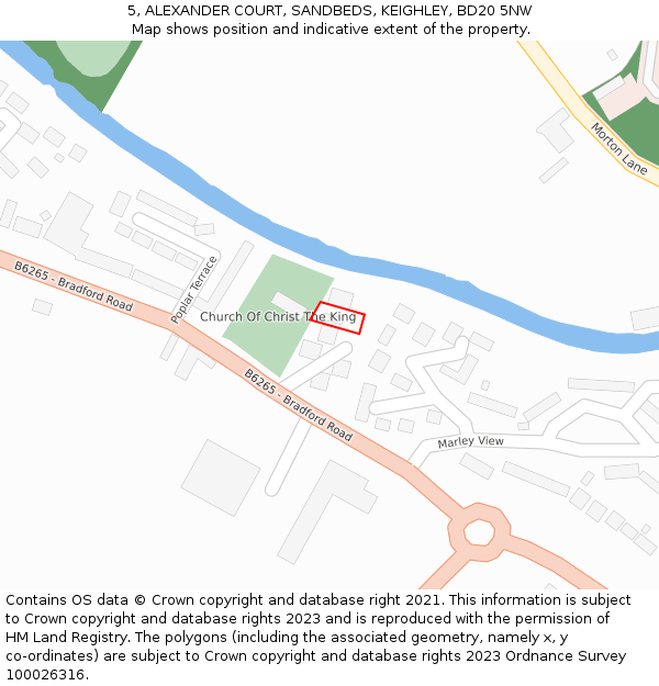 5, ALEXANDER COURT, SANDBEDS, KEIGHLEY, BD20 5NW: Location map and indicative extent of plot