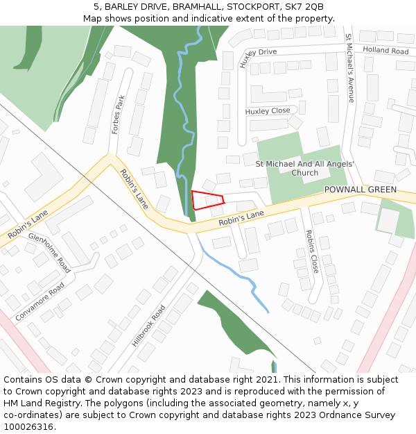 5, BARLEY DRIVE, BRAMHALL, STOCKPORT, SK7 2QB: Location map and indicative extent of plot