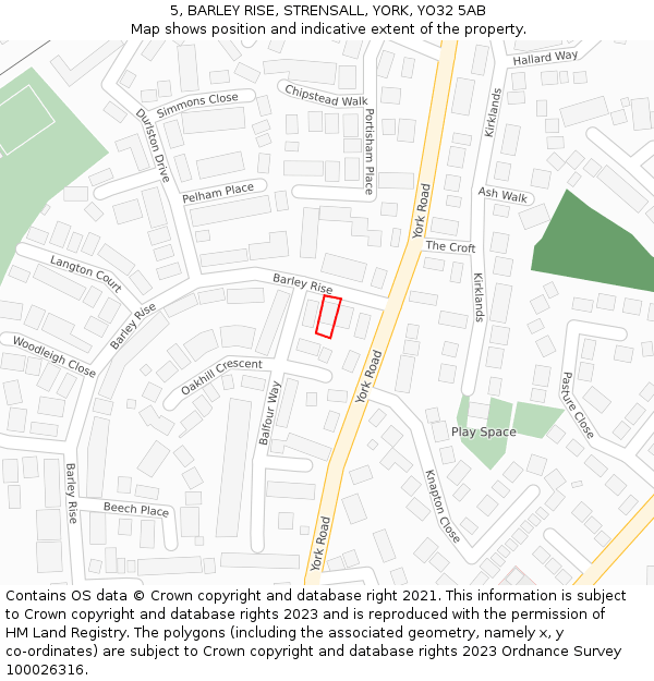 5, BARLEY RISE, STRENSALL, YORK, YO32 5AB: Location map and indicative extent of plot