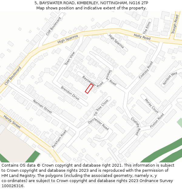 5, BAYSWATER ROAD, KIMBERLEY, NOTTINGHAM, NG16 2TP: Location map and indicative extent of plot