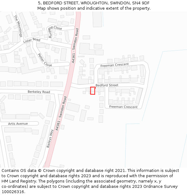 5, BEDFORD STREET, WROUGHTON, SWINDON, SN4 9DF: Location map and indicative extent of plot