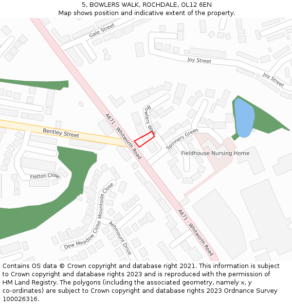 5, BOWLERS WALK, ROCHDALE, OL12 6EN: Location map and indicative extent of plot