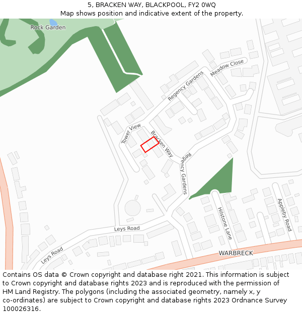 5, BRACKEN WAY, BLACKPOOL, FY2 0WQ: Location map and indicative extent of plot