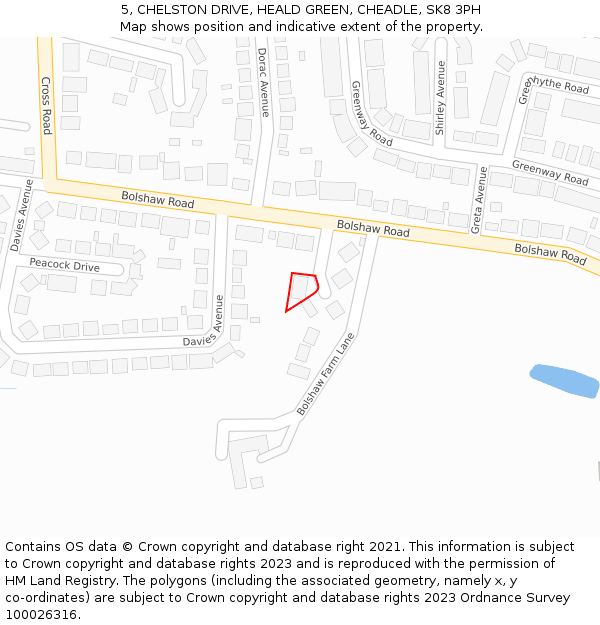 5, CHELSTON DRIVE, HEALD GREEN, CHEADLE, SK8 3PH: Location map and indicative extent of plot