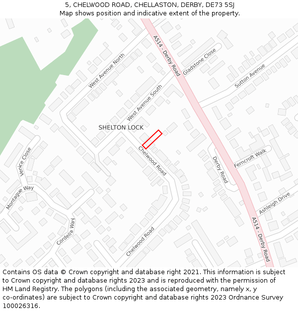 5, CHELWOOD ROAD, CHELLASTON, DERBY, DE73 5SJ: Location map and indicative extent of plot