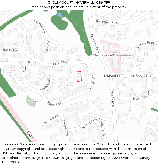 5, CLEY COURT, HAVERHILL, CB9 7FR: Location map and indicative extent of plot