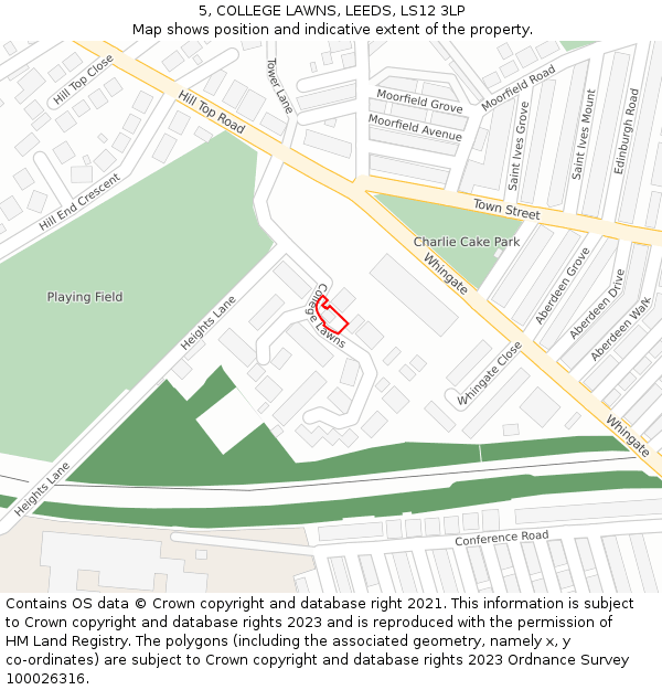 5, COLLEGE LAWNS, LEEDS, LS12 3LP: Location map and indicative extent of plot