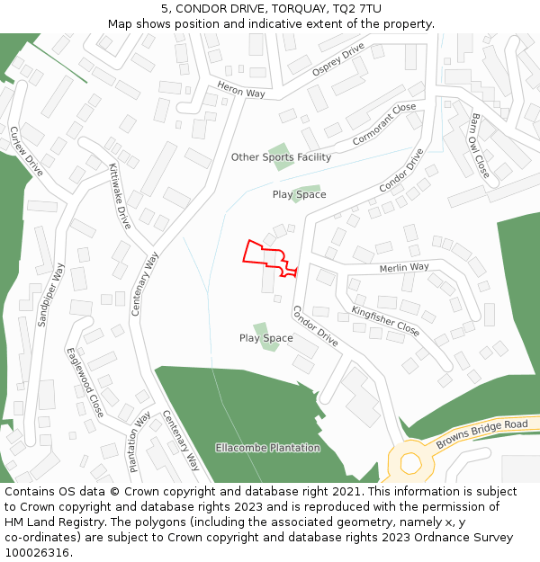 5, CONDOR DRIVE, TORQUAY, TQ2 7TU: Location map and indicative extent of plot