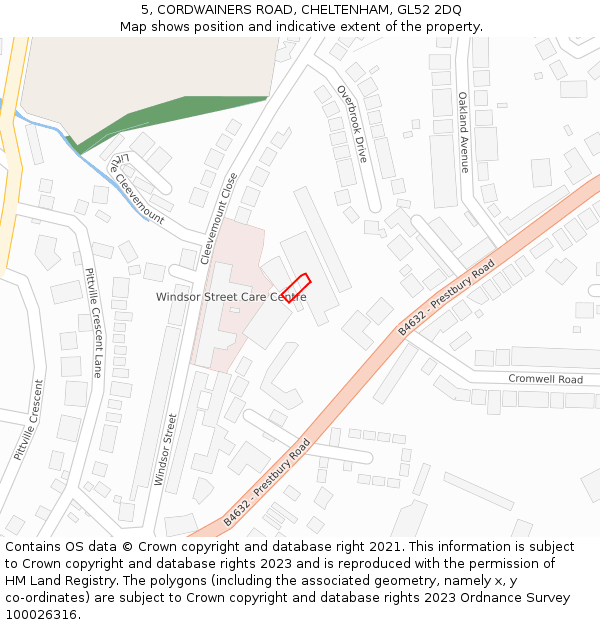 5, CORDWAINERS ROAD, CHELTENHAM, GL52 2DQ: Location map and indicative extent of plot