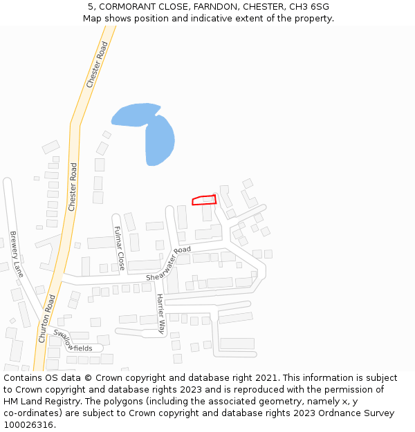 5, CORMORANT CLOSE, FARNDON, CHESTER, CH3 6SG: Location map and indicative extent of plot