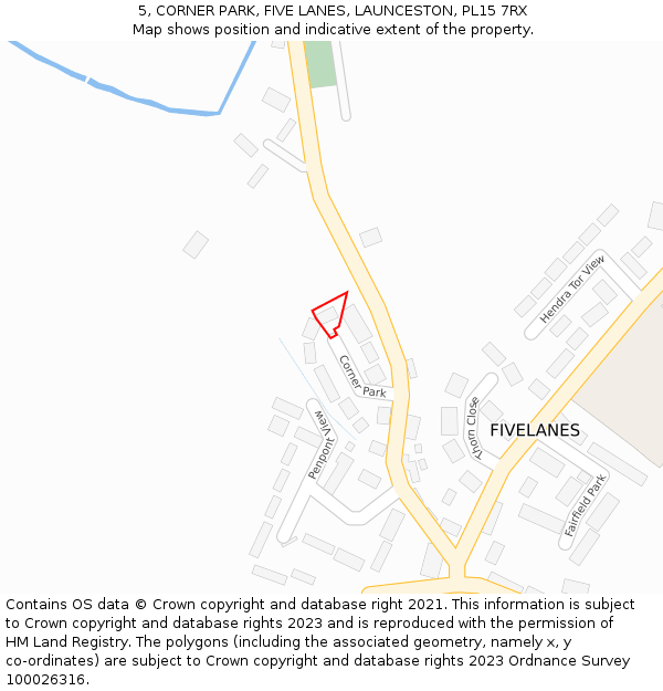 5, CORNER PARK, FIVE LANES, LAUNCESTON, PL15 7RX: Location map and indicative extent of plot