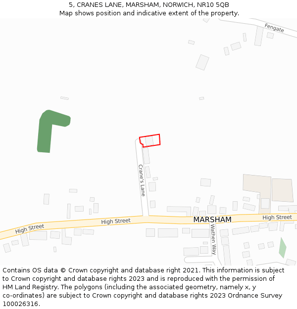 5, CRANES LANE, MARSHAM, NORWICH, NR10 5QB: Location map and indicative extent of plot