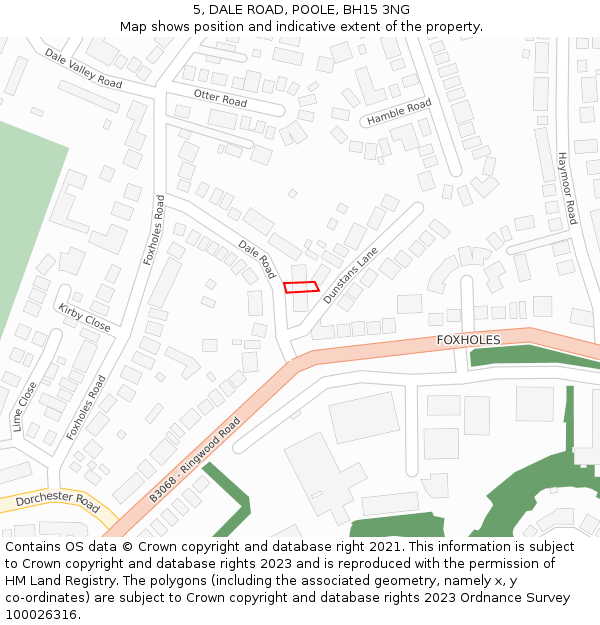 5, DALE ROAD, POOLE, BH15 3NG: Location map and indicative extent of plot