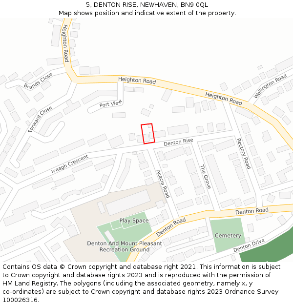 5, DENTON RISE, NEWHAVEN, BN9 0QL: Location map and indicative extent of plot