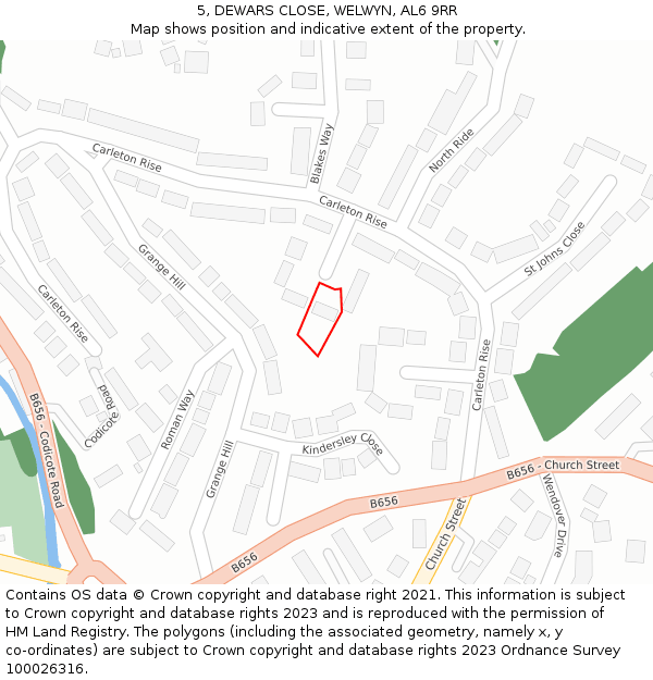 5, DEWARS CLOSE, WELWYN, AL6 9RR: Location map and indicative extent of plot