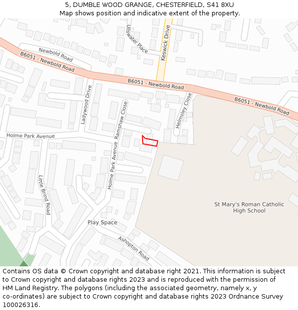 5, DUMBLE WOOD GRANGE, CHESTERFIELD, S41 8XU: Location map and indicative extent of plot