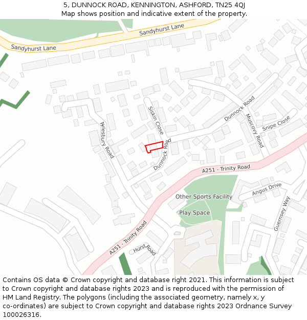 5, DUNNOCK ROAD, KENNINGTON, ASHFORD, TN25 4QJ: Location map and indicative extent of plot