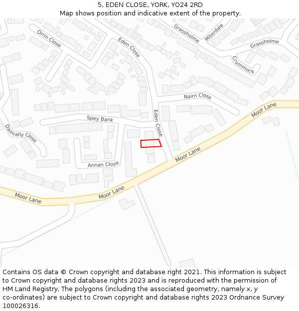 5, EDEN CLOSE, YORK, YO24 2RD: Location map and indicative extent of plot